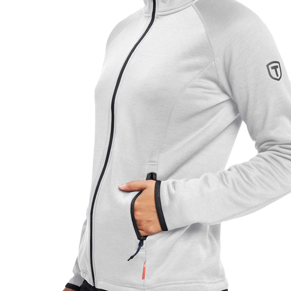 tenson TXlite Midlayer Full Zip Woman vaaleanharmaa, vasen puoli