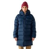 tummansininen haglöfs naisten pitkä untuvatakki